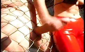 Jerked through a fence