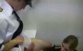 Handjob session in an airplane