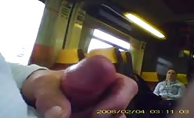 Flash and cum on the train