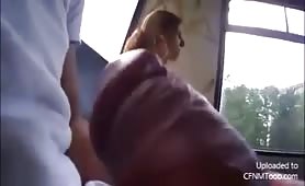 Exposing his cock on the bus