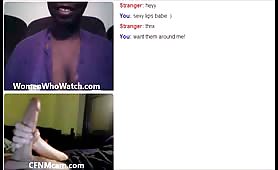 Black girl bites her lip over big cock