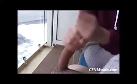 CFNM handjob and cum at sea