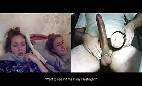 Monster cock fucks fleshlight on webcam