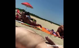 Shooting cum at the beach cfnm