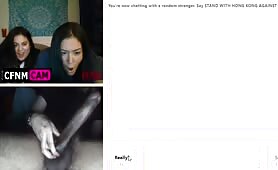 CFNMcam girls reactions to a huge cock
