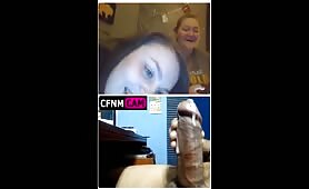 Two girls watch a thick cock cum
