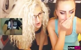 2 sluts amazed by big cock on webcam