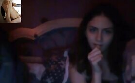 Two girls watch me cum on my face